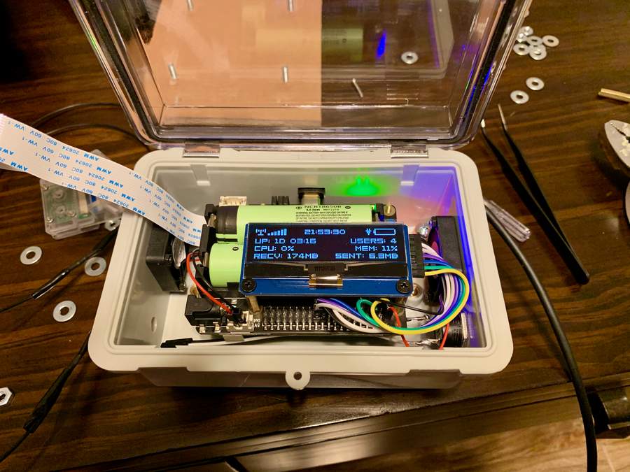 Pi installed into case and powered on.