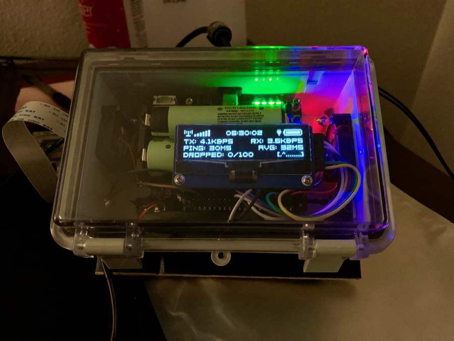 Pi screen showing network statistics.